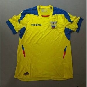 Marathon Ecuador National Team Soccer Jersey FEF Yellow Blue Mens XL